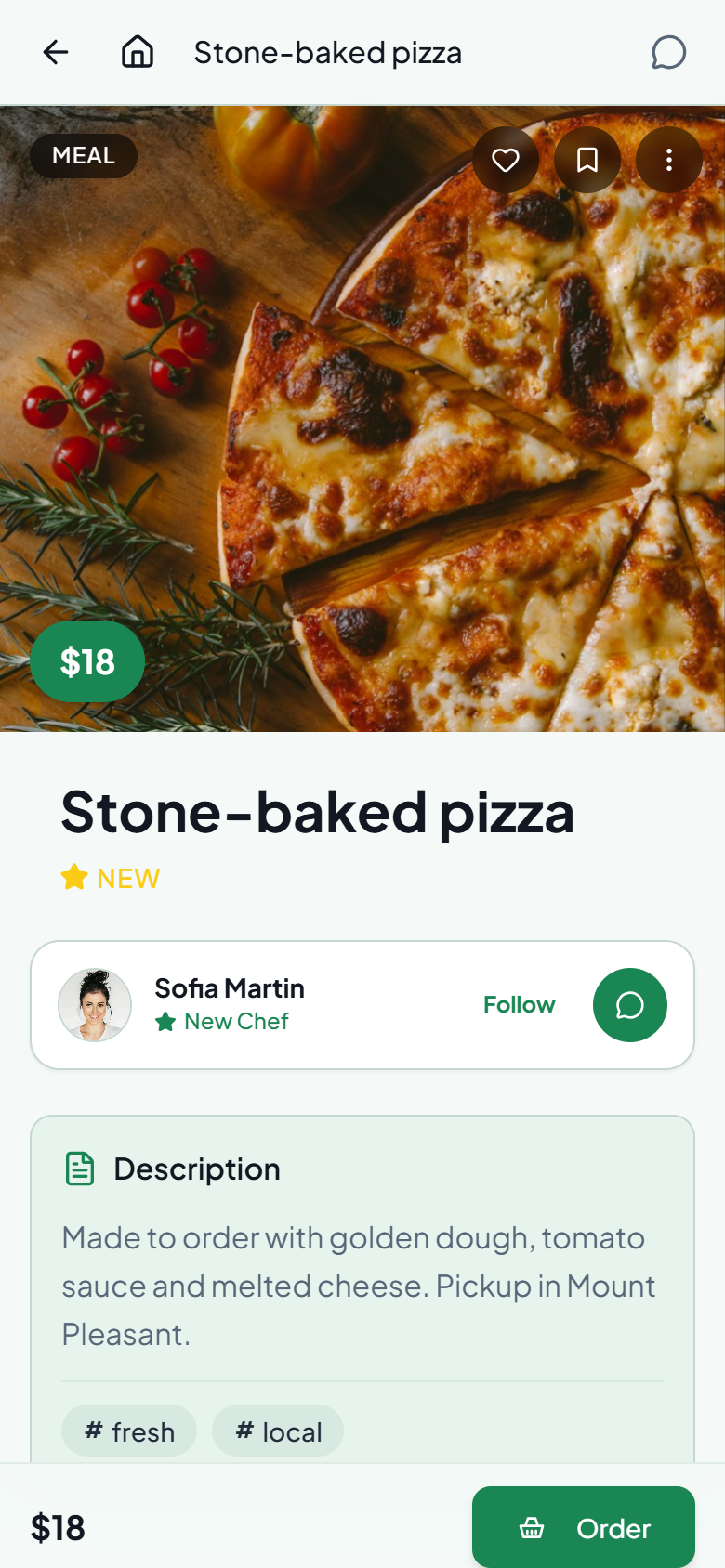 Pizza cuite sur pierre · 18 $